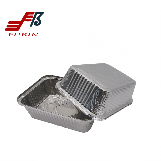 OEM Rectangular Foil Trays Disposable Aluminum Container For Restaurant 2