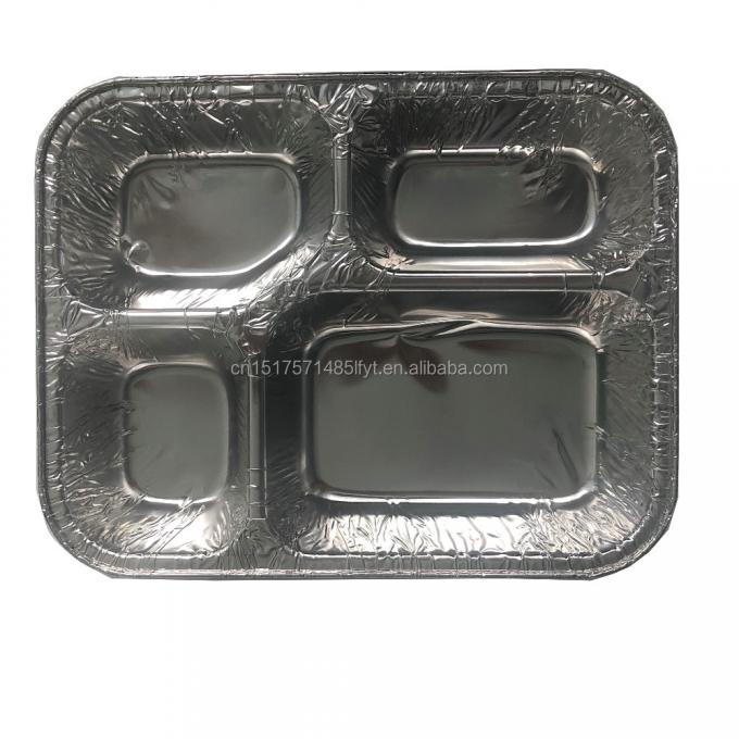 FDA Aluminium Foil Food Container 4 Compartment Hot Disposable For Fast Food 1