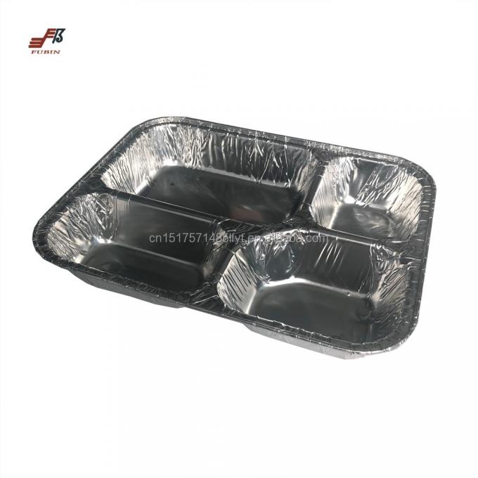 FDA Aluminium Foil Food Container 4 Compartment Hot Disposable For Fast Food 0