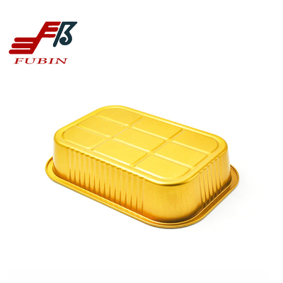 580ml Golden Colored Aluminum Foil Pans With Sealing Lid