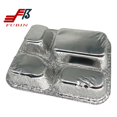 FDA Aluminium Foil Food Container 4 Compartment Hot Disposable For Fast Food