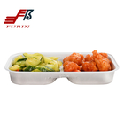 40mic Thickness Airline Meal Tray With Lid 2 Compartment Aluminum Food Container