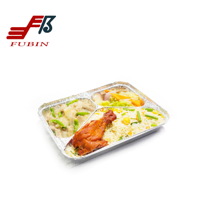 720ml 3 Compartment Aluminum Foil Lunch Box For Food Container