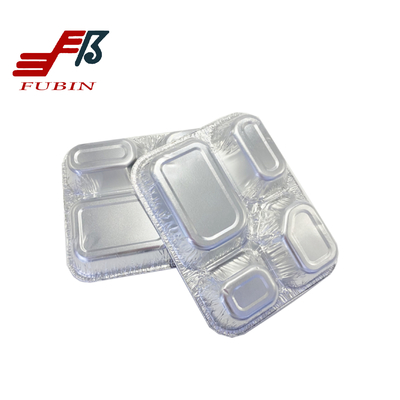 Disposable 650ml 4 Compartment Aluminum Foil Container Lunch Box