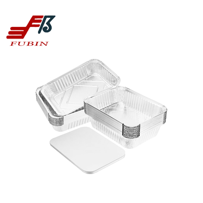 FDA Aluminium Foil Container Carryout Lunch Box Tray With Cardboard Lid