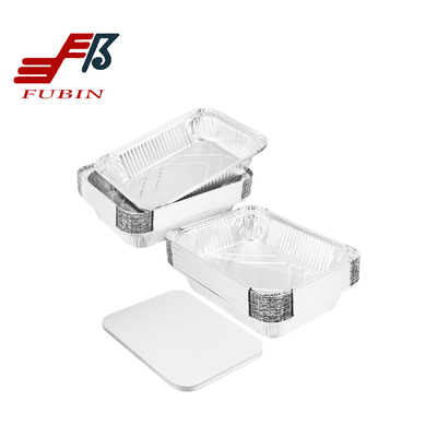 FDA Aluminium Foil Container Carryout Lunch Box Tray With Cardboard Lid