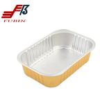 750ML Cosmetics Gold Takeout Aluminum Foil Trays With Plastic Lids