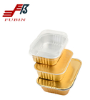 750ML Cosmetics Gold Takeout Aluminum Foil Trays With Plastic Lids