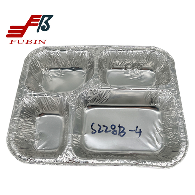 650ml 850ml 4 Compartment Aluminum Foil Container For Food Packing