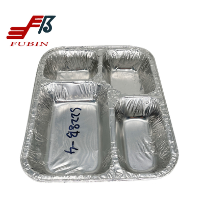 650ml 850ml 4 Compartment Aluminum Foil Container For Food Packing