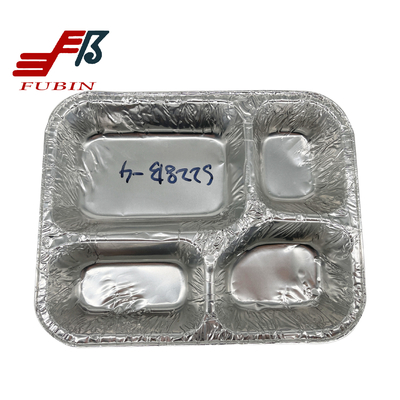 650ml 850ml 4 Compartment Aluminum Foil Container For Food Packing