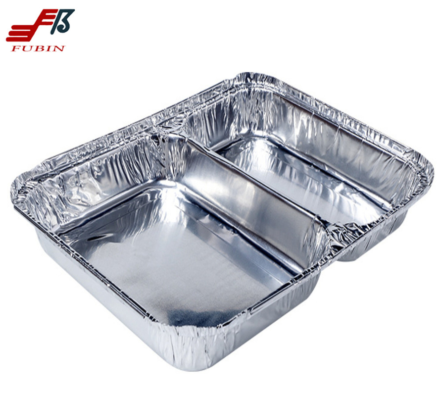 190x260mm Aluminum Foil Lunch Box 2 Compartment Foil Containers