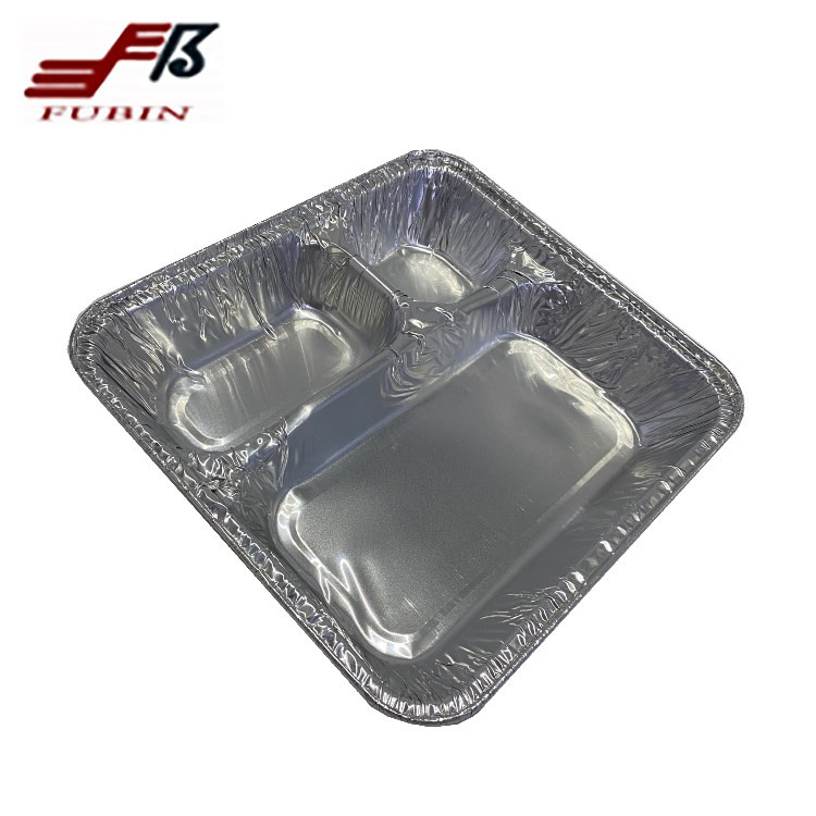 236x250mm Aluminum Foil Lunch Box 3 Compartment Foil Trays