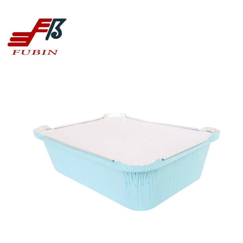 Blue Color 8011 Aluminum Foil Container Bakery House Rectangular