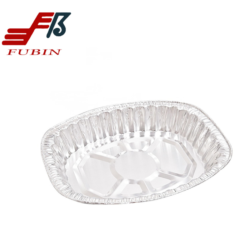 Hard Temper Aluminum Foil Baking Trays Oval Shape 6500ml